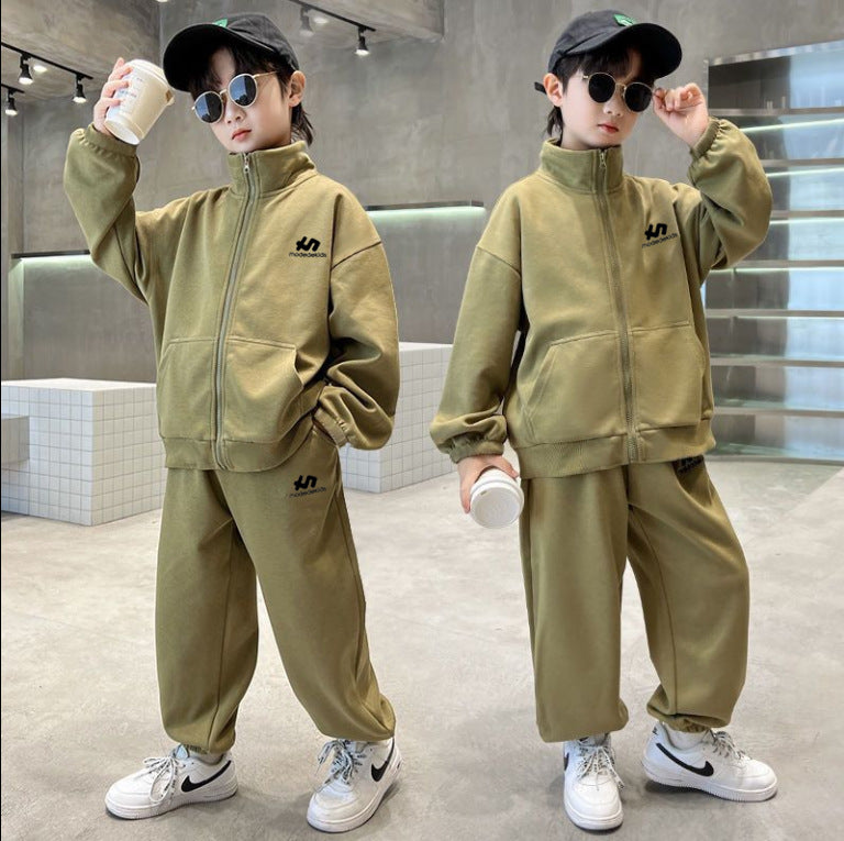 Boys' fall outfit set  new style: stylish and trendy two-piece tracksuit for older kids and teens - perfect for making a statement