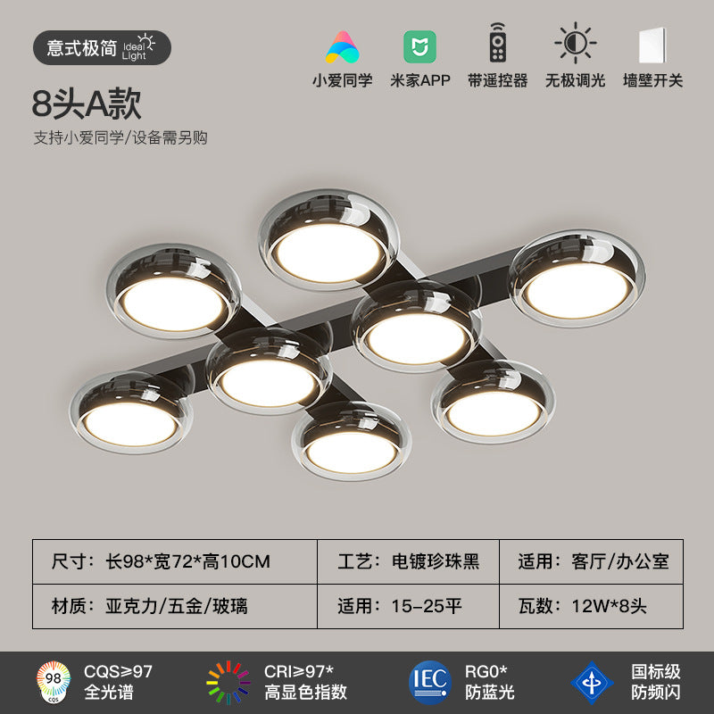 Living room ceiling light modern simple atmosphere soot glass Italian light luxury creative high-end dining room bedroom lighting