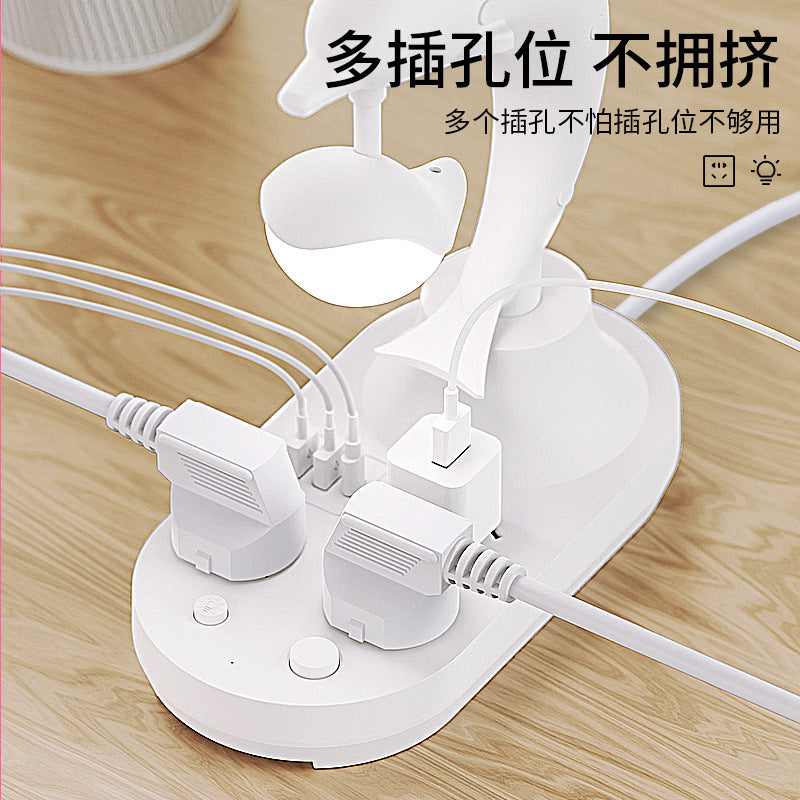 Multifunctional desk lamp - bedroom ambiance bedside lamp - student dorm led adjustable usb office socket smart electrician