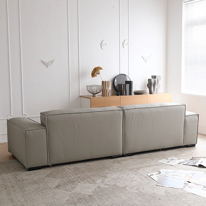 Tofu block genuine leather sofa modern casual first layer cowhide cream style small apartment living room modular modular sofa