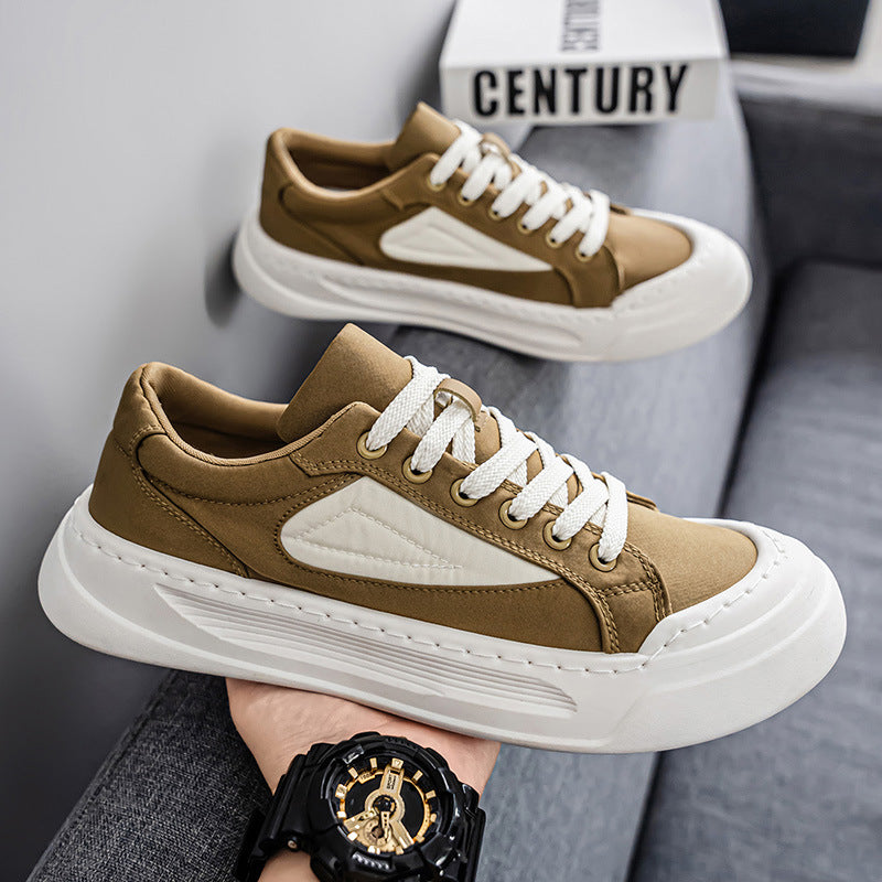 Men's breathable canvas shoes 2025 winter new low-top athletic casual shoes men's soft sole versatile thick sole sneakers