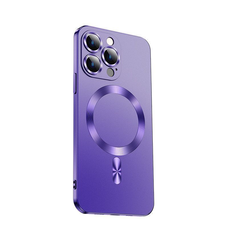 Magsafe magnetic suction suitable for iphone 16 mobile phone case comes with lens film apple 17pro frosted all-inclusive soft case