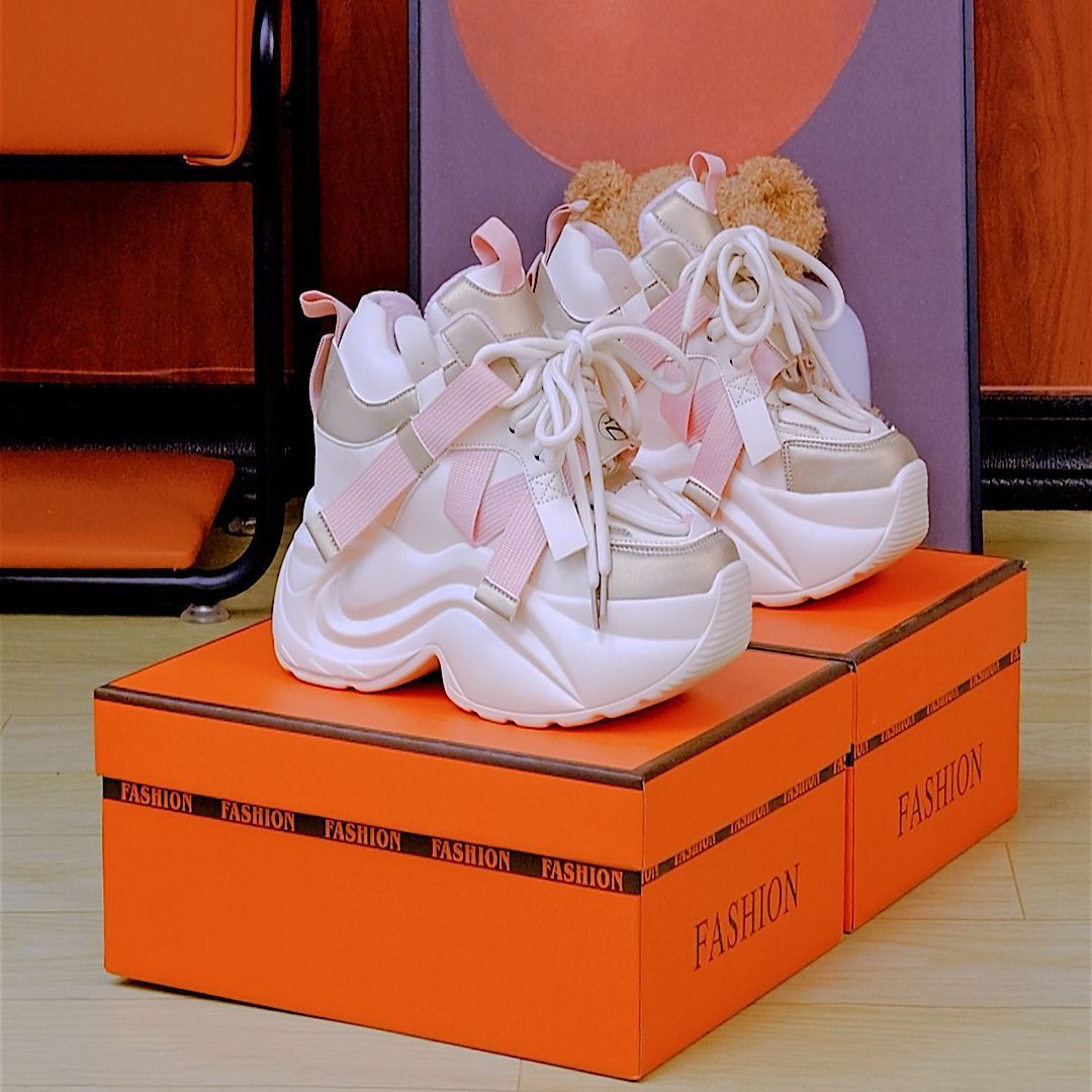 Fried street platform dad shoes women's ins tide 202 autumn and winter new velvet super fire inner height increase 11cm casual sports shoes