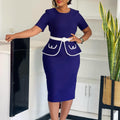 D3339  women's fashion european and american style elegant stretch bodycon short sleeve office lady african plus size dress
