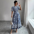 export women's dress retro geometric positioning printing pullover t-shirt skirt fashionloose tutu skirt
