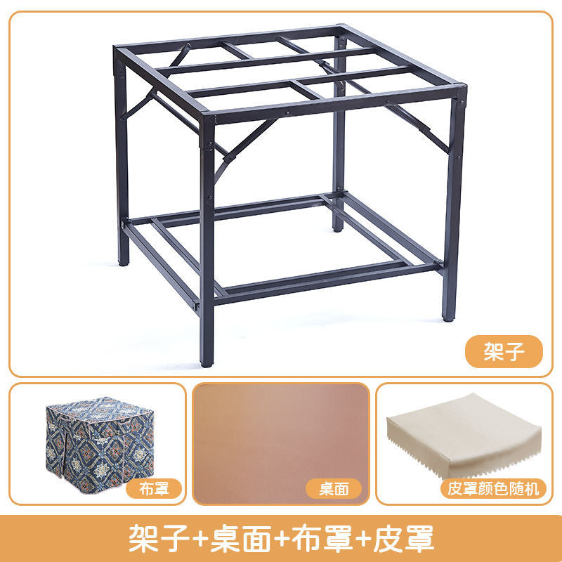 Sintered stone folding fire table - new winter square heating dining table for rental housing, dorms, and home study