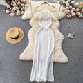 Niche style design classyeleganthalter sleeveless cut outknittingdress women's silm slit vacation dress