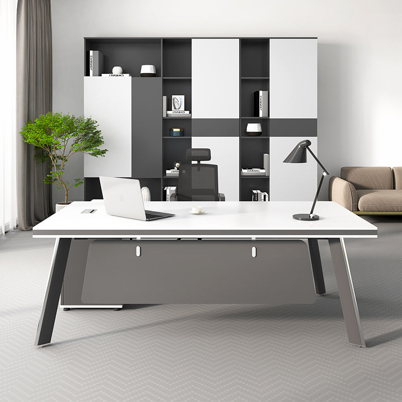 Customizable executive desk set - manager, ceo, chairman office - boss, finance director desk and chair combination - minimalist office, executive desk