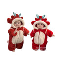 Infant and toddler festive new year's outfit, first birthday outfit, winter baby clothes, baby new year's greetings outfit, winter fleece-lined and thickened onesie