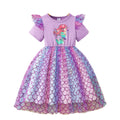 Girls' dress for toddlers and young children, printed short-sleeve mesh dress