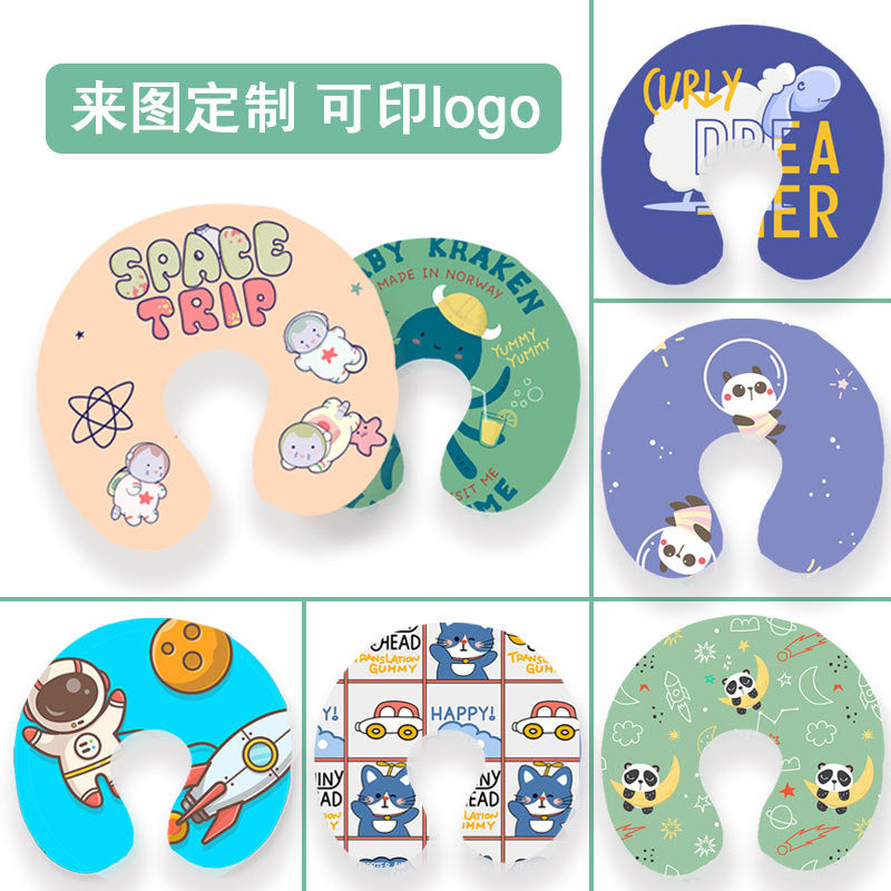 Factory custom u-shaped pillow neck support travel pillow memory foam u-shaped pillow corporate logo gift sponge pillow