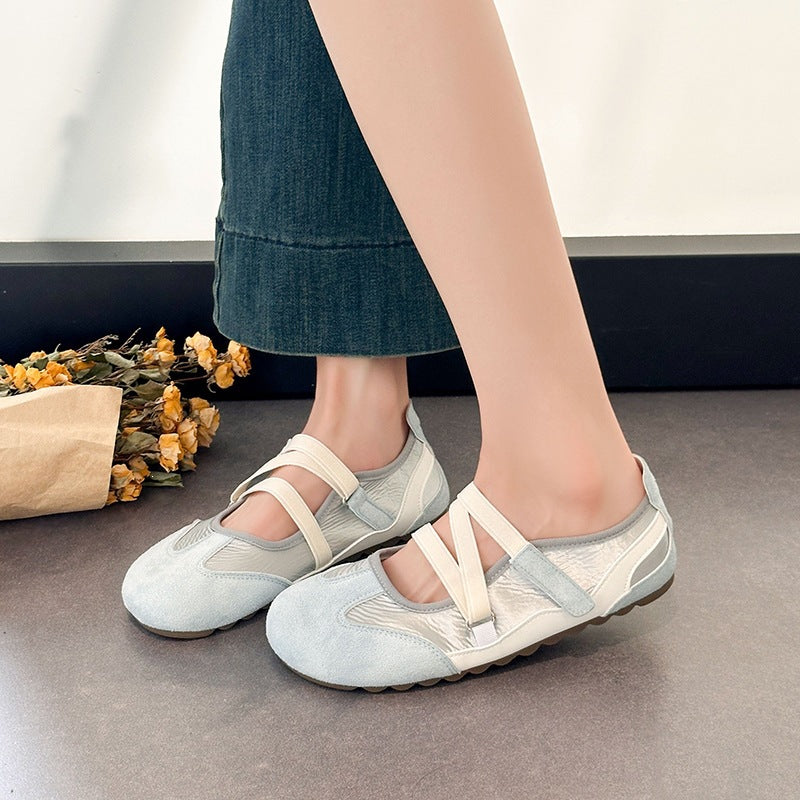 summer new arrival: plus-size women's casual comfortable breathable soft sole velcro versatile flats - wholesale
