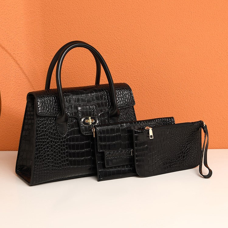 Spring 2025 New Fashion Trend Light Luxury Crocodile Pattern Women's Portable Tote Bag