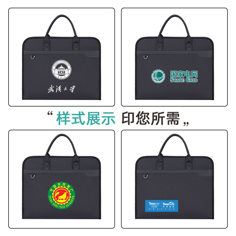 Oukeqi large capacity business briefcase office conference document bag portable business trip laptop bag print logo