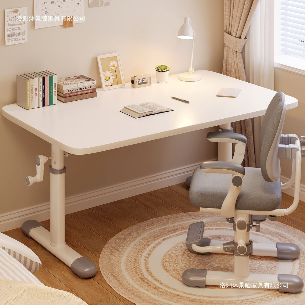 Hand-crank adjustable height desk - office, study, and adjustable height kids' desk and chair set - study room desk, computer desk
