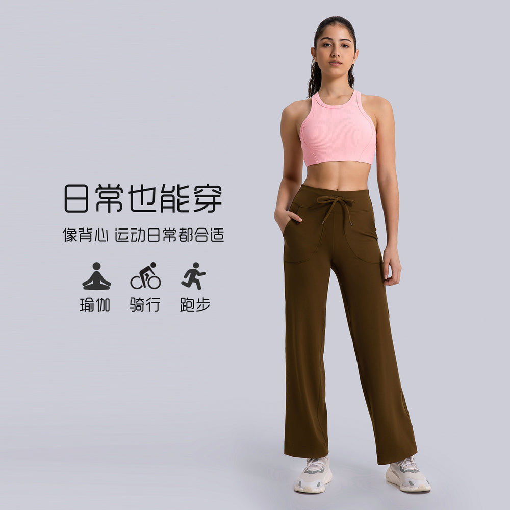 Vertical ribbed high collar elastic comfortable sports intimates high-strength bubble wrap sports bra daw057