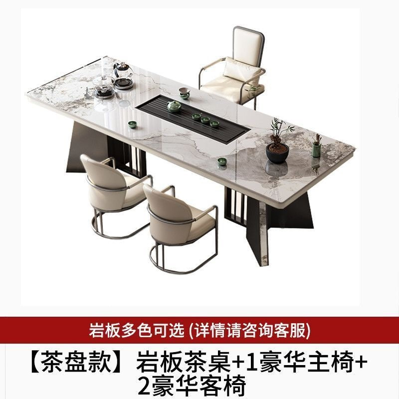 New chinoiserie luxury stone slate tea table table modern tea table and chair combination casualaccessible luxury office large board table tea making table