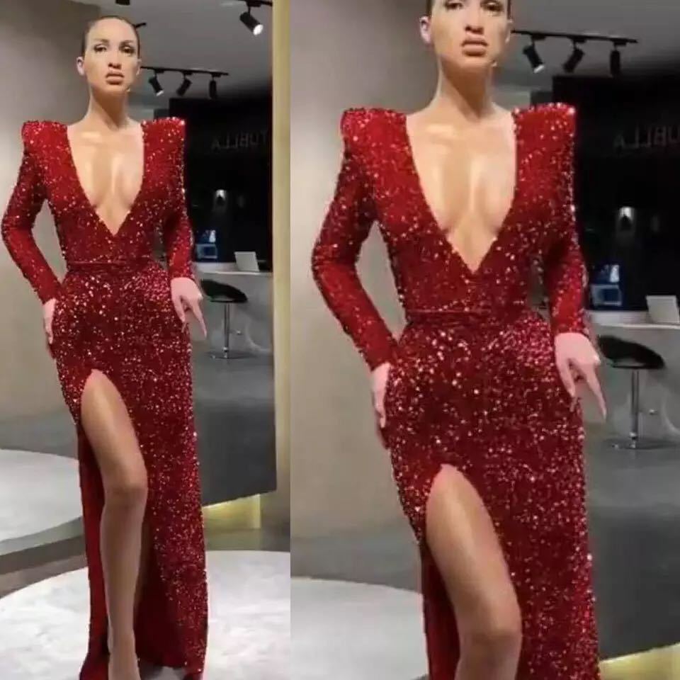 2025 cross-border amazon & wish european & american women's sexy one-shoulder long sleeve sequin dress slit maxi dress ins spring collection