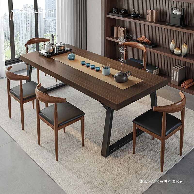 New chinoiserie tea table all-in-one complete set with chair casual coffee table for home living room tea table iron leg board table tea table