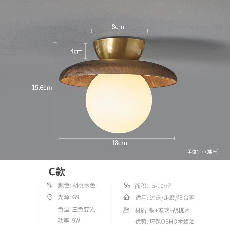 Zhongshan Lighting Aisle Light Entrance Light Balcony Ceiling Light Walnut Personality Homestay New Chinese Lighting