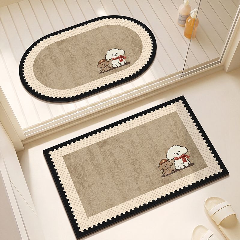 Diatom mud bathroom floor mat door absorbent quick-drying for home bathroom toilet foot mat medieval style wash basin non-slip