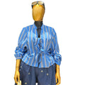 European and american cross-border women's fashion:  summer new arrivals - stylish and elegant bow-tie striped long-sleeve shirt top
