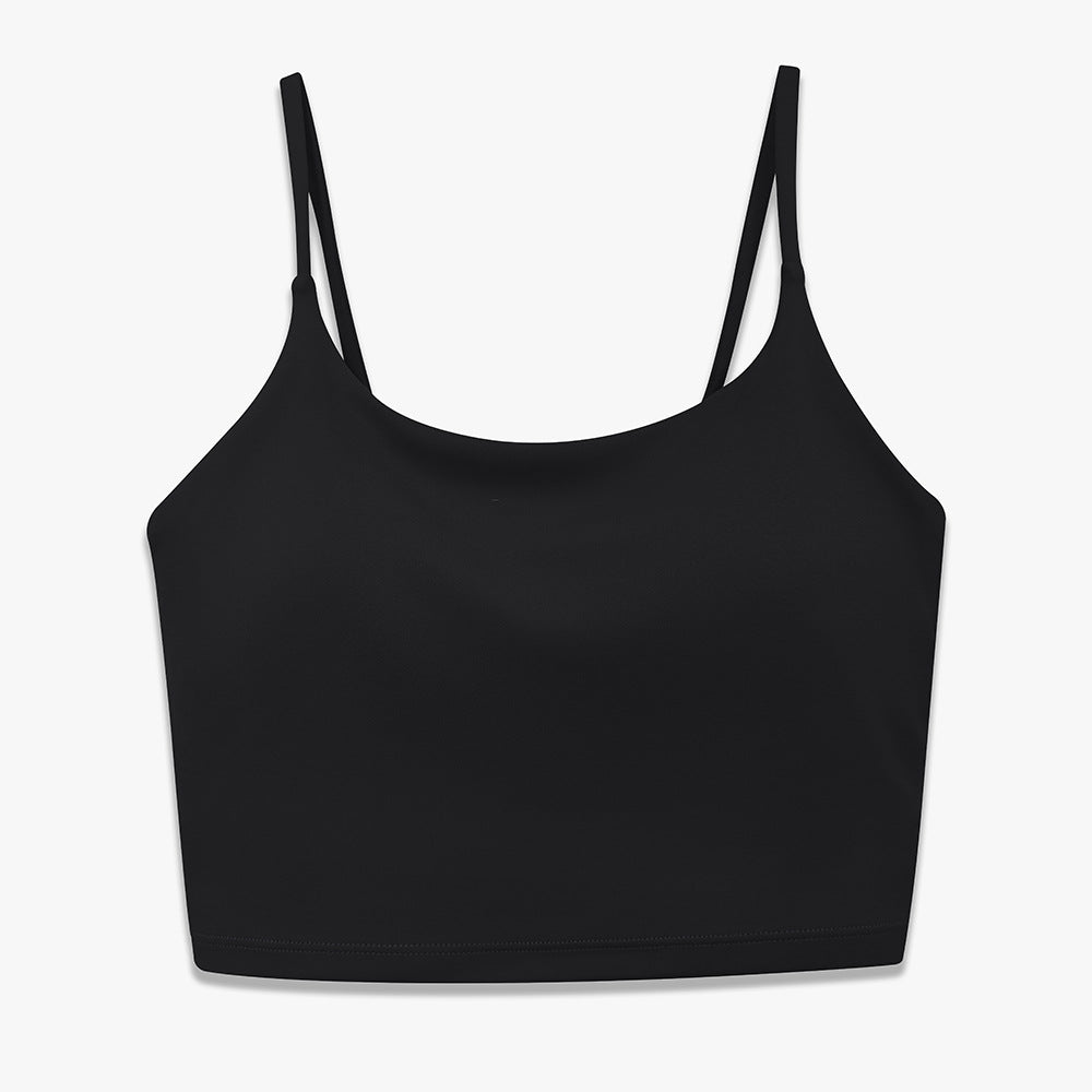 New solid color double-sided nylon semi-fixed cup training high-impact sports bra tight high-elastic fitness tank top for women