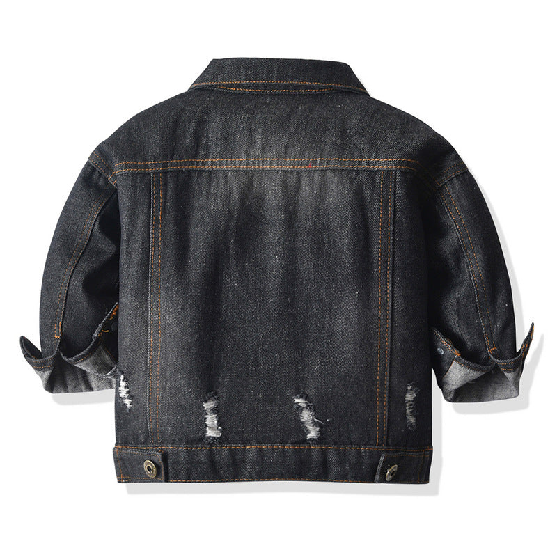 New arrival: children's denim jacket - stylish ripped design for boys and girls. wholesale and dropshipping available