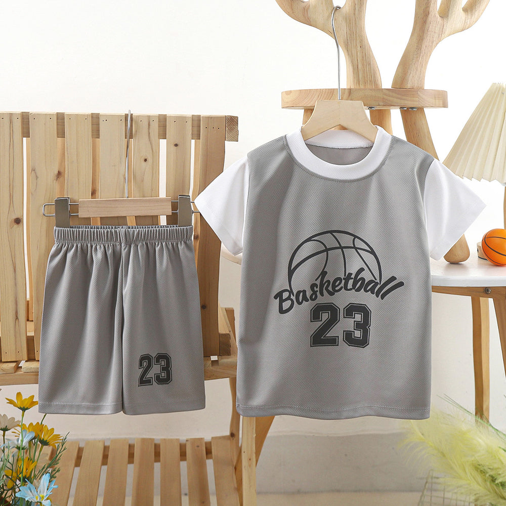 new kids' basketball jersey set - boys' and girls' summer quick-dry mesh outfit - short sleeve sports clothing for children and teens