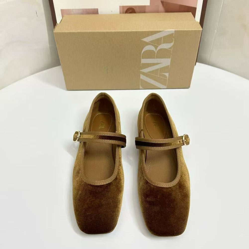 Za retroniche style round toe gold mary jane shoes women's single shoes 2026 spring shallow mouth gentle late ballet shoes scoop