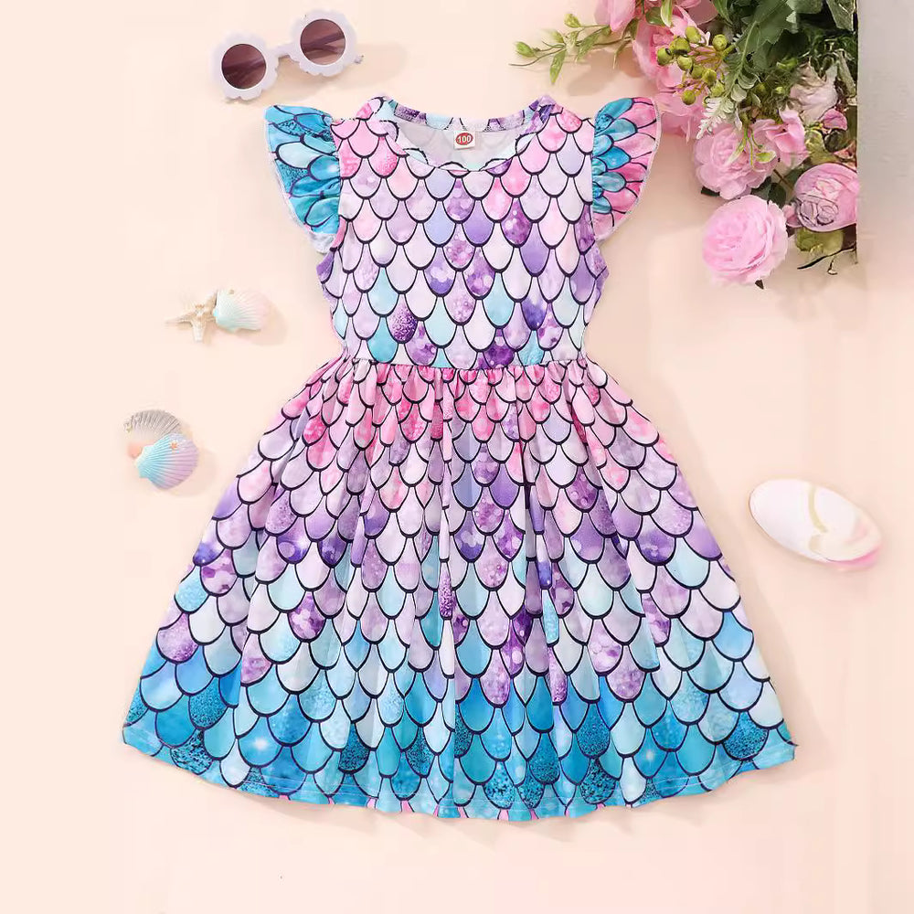 New arrival small and medium children flying sleeve dresskidsdressgirl princess dress