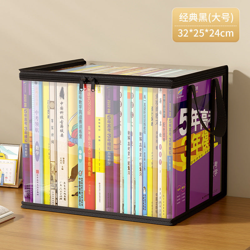 Book storage box Classroom household dust-proof transparent book box bag Desktop bookshelf Old books Toy sorting storage bag