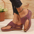 fashionplus size2025summernew arrival clip-toe wedge heel fashion laser rivet herringbone sandals for women wholesale