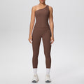 New arrival: cross-border brushed microfiber seamless tank top & leggings set - pocketed activewear for running, fitness, and yoga (two-piece)