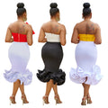 C6397 cross-border   fashion women's sleeveless bandeau bowknot bodycon skirt two-piece set