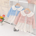 Girls'  dress - korean style round neck, turn-down collar, patchwork bow, floral print dress - toddler & infant skirt - fresh & sweet