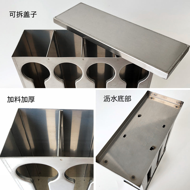 Square stainless steel ladle holder with lid - stainless steel spoon organizer - ladle box - spoon rest - commercial grade for restaurants and cafes