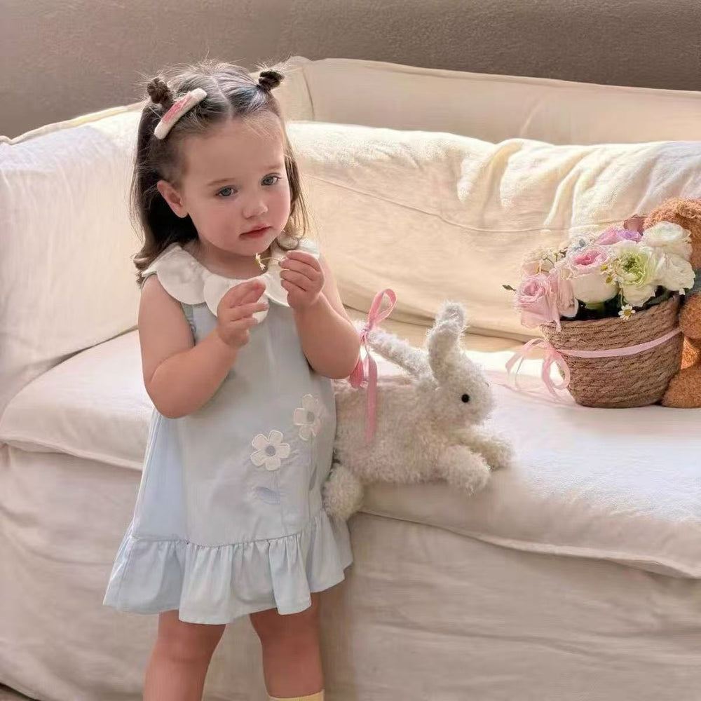 Girls' fresh sleeveless dress - summer  new arrival: petal collar, cute & gentle style, floral print, wide shoulder tank dress