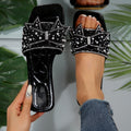 Plus size women's summer sandals & slippers -  new collection: bowknot rhinestone flat slide sandals - ready to ship