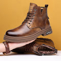 Genuine leather cowhide boots men's high-top winterfleece-linedheattech leather shoes men's genuine leather cotton shoes casual cowhide boots