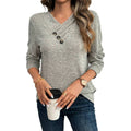 women's casual v-neck long sleeve knit top with decorative buttons - soft, comfortable cardigan shirt for everyday wear