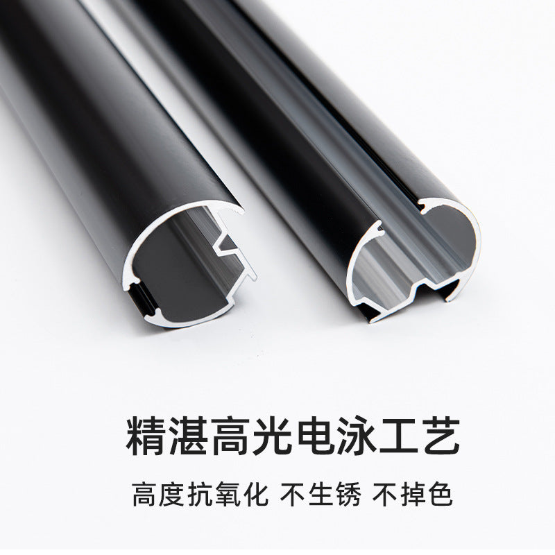 Aluminum alloy curtain rod roman rod track side-mounted single pole double pole thickened top-mounted scandinaviancasual black small bay window