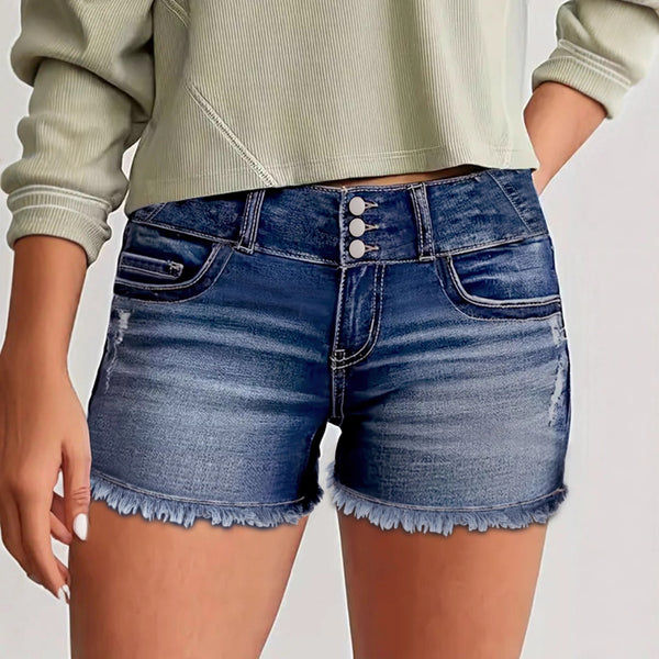 Cross-border  Independent Station Europe and the United States new women's clothing elastic jeans ripped holes washed denim shorts wholesale