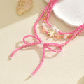 Dopamine necklace wholesale fashion cross-border new jewelry bows colorful summer easiest for match beaded sweater chain women