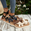 summernew arrival wedge sandals women's thick solevelcro cross strap roman shoes exportplus size women's shoes wholesale