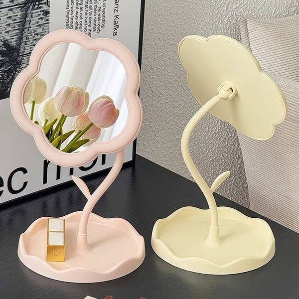 High value flower mirror ins wind dresser table makeup mirror 360 degree rotation creative desktop beauty mirror