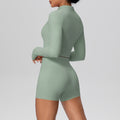 Cloud-feel outerwear short zip-up jacket with butt-lifting pocket shorts, a form-fitting activewear yoga set for women, perfect for running and fitness