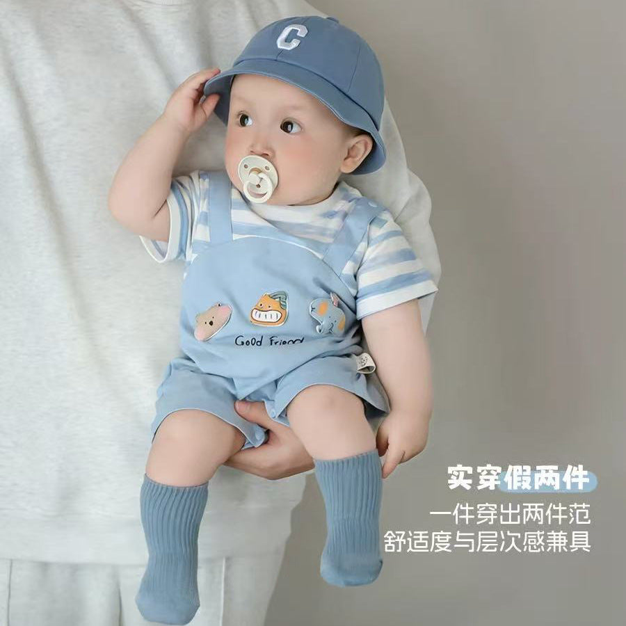 Summer newborn baby clothes, baby romper, cartoon short-sleeve, cartoon summer outfit, lightweight crawling suit, outdoor wear