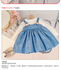 kids' fashion korean style dress - girls' round neck long sleeve cartoon print suspender faux two-piece patchwork dress