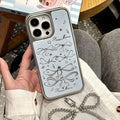 Joyful notes electroplated phone case for iphone 16 pro max, apple 15 epoxy protective cover, 14 bowknot design